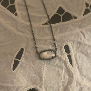 Kendra scott Elisa necklace black metal white stone